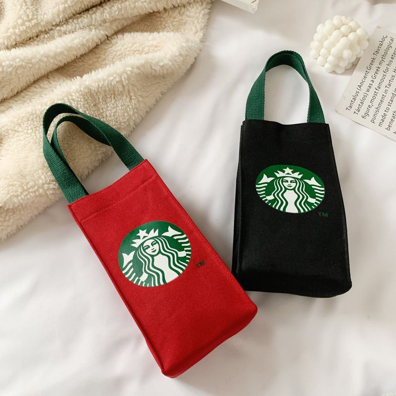 Túi xách vải canvas giữ nhiệt đựng bình nước, cốc, ô Starbucks