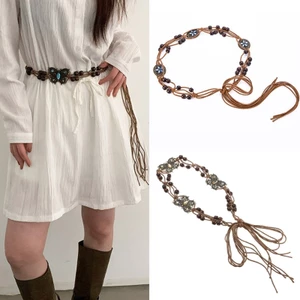 Thắt lưng dệt phù hợp BTF Thắt lưng nữ Bohemian Thắt lưng nữ Dây Cotton Dây thắt lưng
