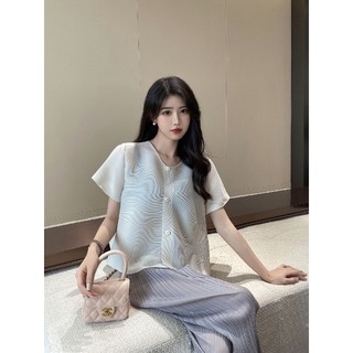 Miyake Top Áo Cardigan Nhỏ Mỏng, Thiết Kế Tay Ngắn, Phù Hợp Cho Nữ