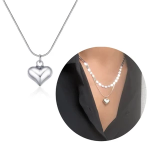 BTF Thép Titan Trái Tim Mặt Dây Chuyền Vòng Cổ Choker Trái Tim Mặt Dây Chuyền Xương Đòn Dây Xích