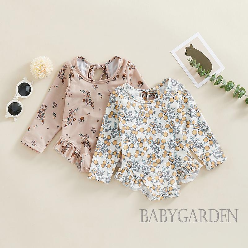 Bộ Đồ Bơi Liền Thân Tay Dài In Hoa Dành Cho Bé Gái / 6 Tháng - 4 Tuổi