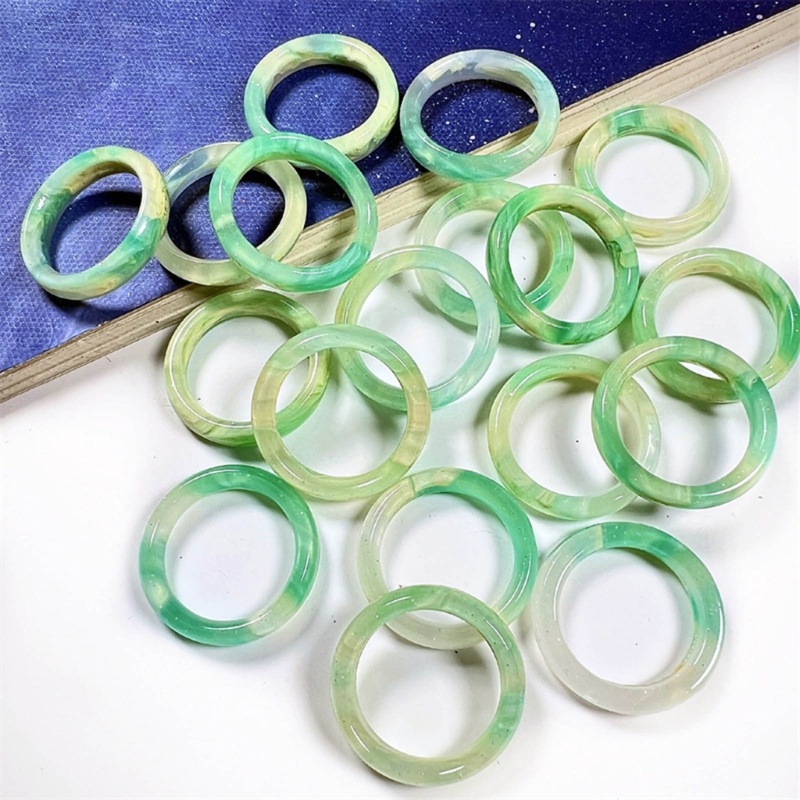 Nhẫn Acrylic Đính Ngọc Bích Nhân Tạo Xếp Chồng Đơn Giản Thời Trang