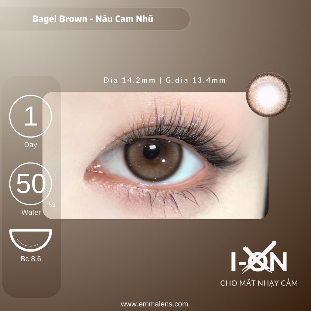 Kính Áp Tròng 1 Ngày Bagel Brown | Lens Nâu Tây Gĩan Nhẹ | Emma Lens