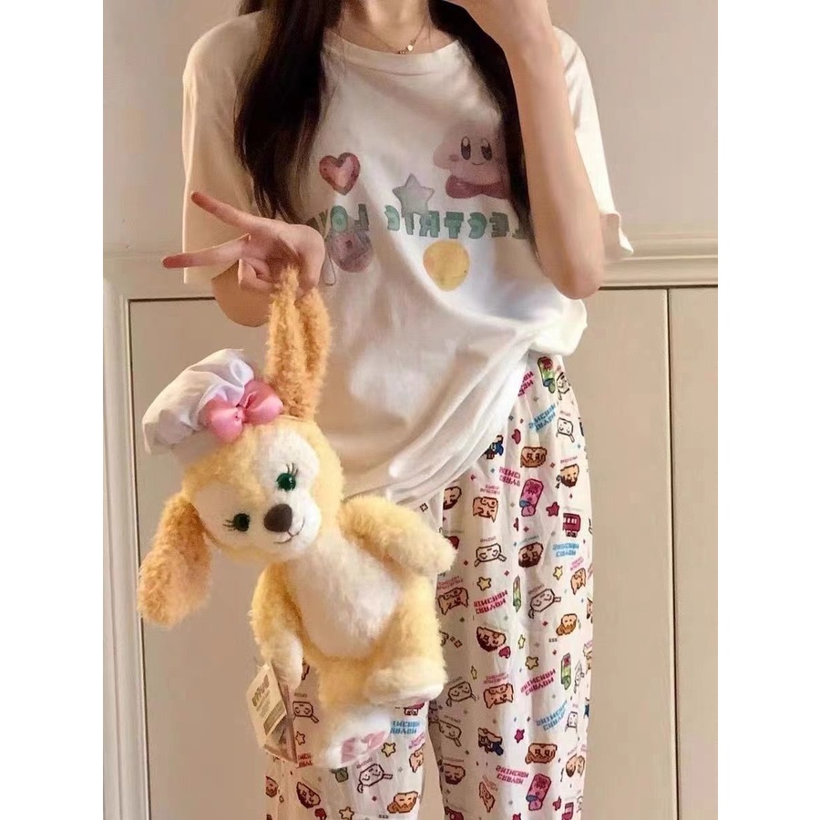 Quần Cong Đi Bộ Đi Bộ! Quần Ngủ Dài Dáng Rộng In Họa Tiết Hoạt Hình Phong Cách Hàn Quốc Thời Trang Mùa Hè Thu Cho Nữ