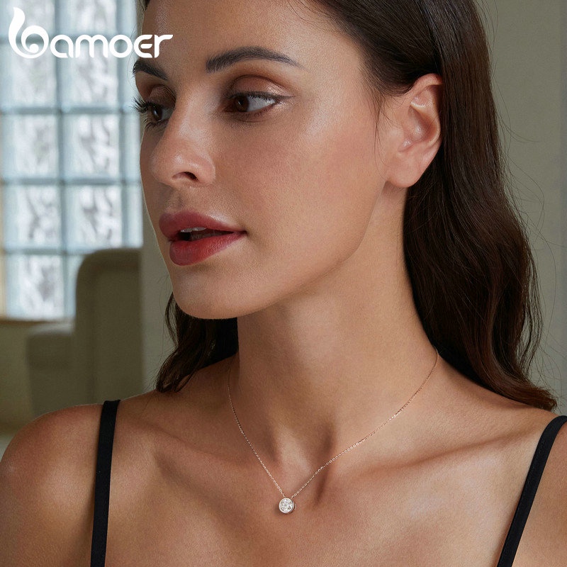 Bamoer Vòng cổ Bạc 925 VVS1 D Màu 1 Carat Moissanite Kiểm Tra 100% Chính Hãng MSN021