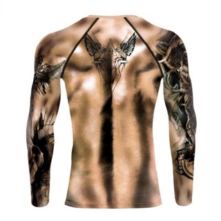 2022 3d man's long muscle shirt tops nude tattoo in ngực cơ bắp vui nhộn thể dục t long spring summer o-cổ bó sát 5xl