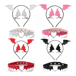KIKIN Chocker và Bông Tai Kẹp Tóc Đen Phong Cách Gothic, Perfect Cho cosplay hoặc sinh nhật