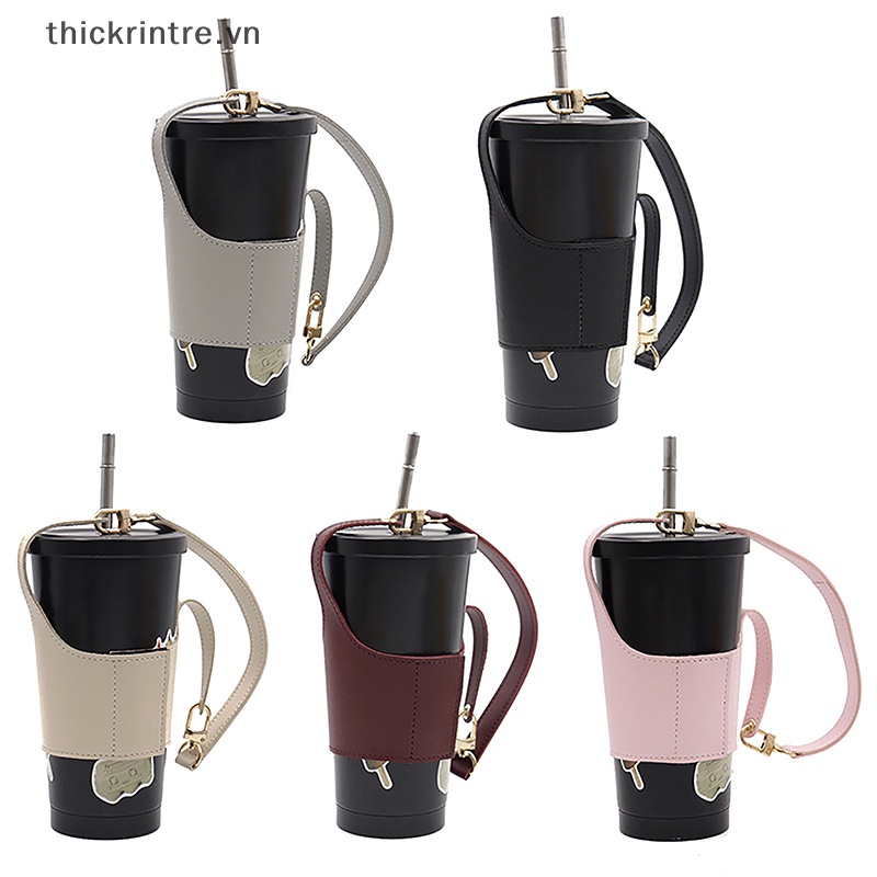 Thi túi đựng cốc bằng da túi đựng chai nước di động túi đựng bằng da dây đeo insulag ly trà sữa ly cà phê phụ kiện vn