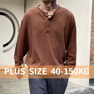[Plus Size] Áo nam Dài Tay Oversize Cổ Đứng Vải Cotton
