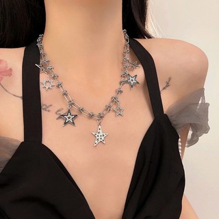 Kra Ngọt Ngào Thoáng Mát Cô Gái Ngôi Sao Vòng Cổ Y2k Trang Sức Ngôi Sao Rỗng Mặt Dây Chuyền Kẹp Giấy Dây Xích