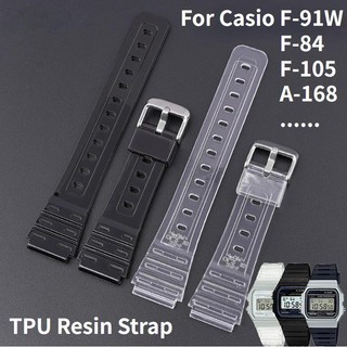 Dây Đeo Thay Thế Bằng TPU Silicone Trong Suốt Chống Nước Cho Casio F 91W F84 F105 108 A158 168 Casio AE 1200