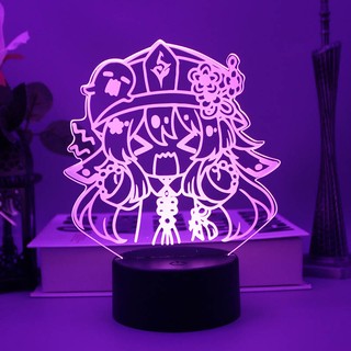 GC9 Genshin Tác Động Đèn Ngủ Anime 3d Đèn LED Từ Xa Sạc USB Yae Miko Nahida Hutao Chiếu Sáng Trang Trí Nhà Quà Tặng CG
