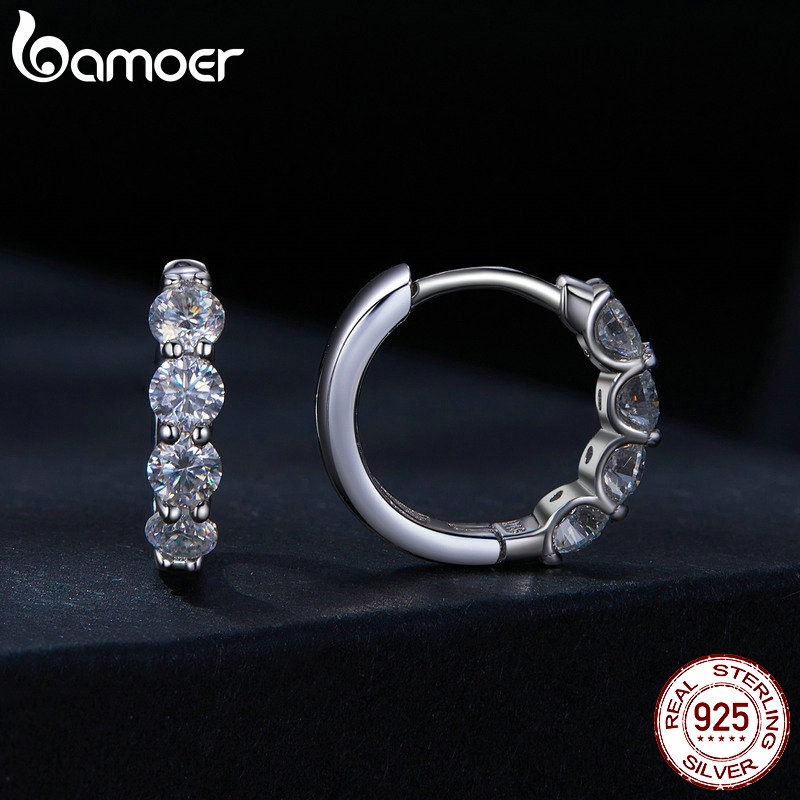 Bamoer Bông Tai Bạc 925 Hình Móng Vuốt Đính Đá Thời Trang Cho Nữ 0.1 karat MSE030