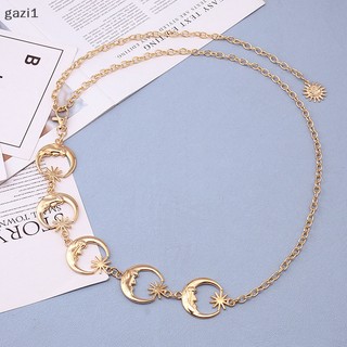 Thắt Lưng Dây Xích Mặt Hình Mặt Trăng / Mặt Trời Bằng Kim Loại Thời Trang Vintage Cho Nữ Gzi1