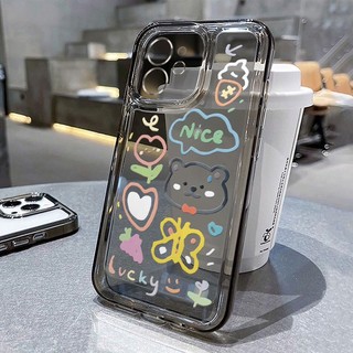 Ốp Điện Thoại Trong Suốt Chống Sốc Hình Gấu Và Bướm graffiti Cho iphone 13 12 11pro xr xsmax 7 8plus xr 14 15 15pro 15promax 14pro