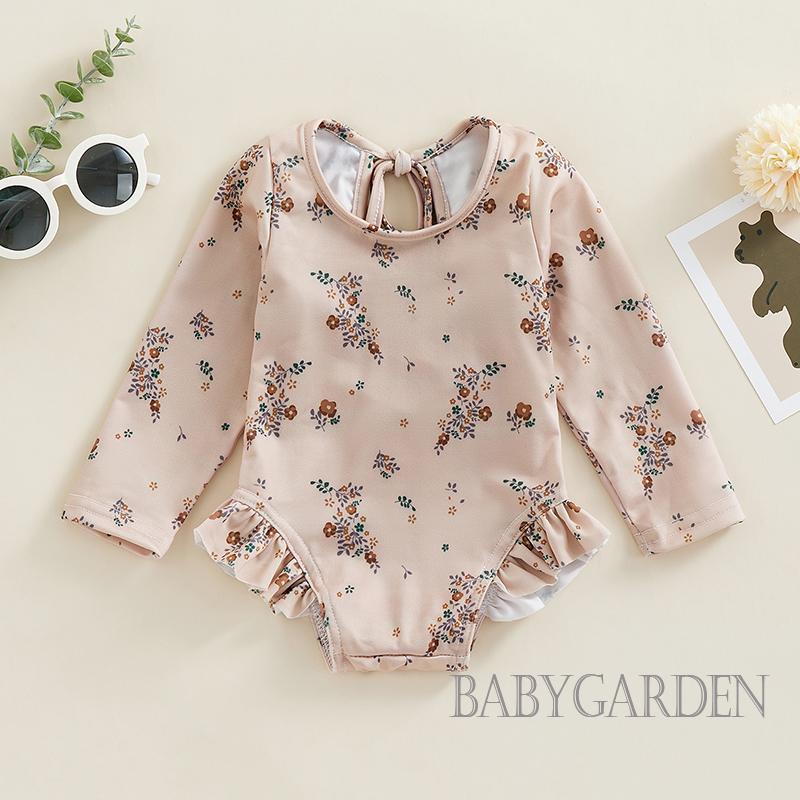 Bộ Đồ Bơi Liền Thân Tay Dài In Hoa Dành Cho Bé Gái / 6 Tháng - 4 Tuổi