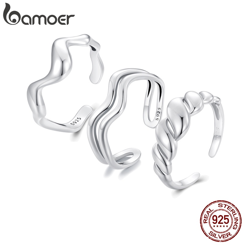 Bamoer Nhẫn Bạc 925 Gợn Sóng Thời Trang Cho Nữ