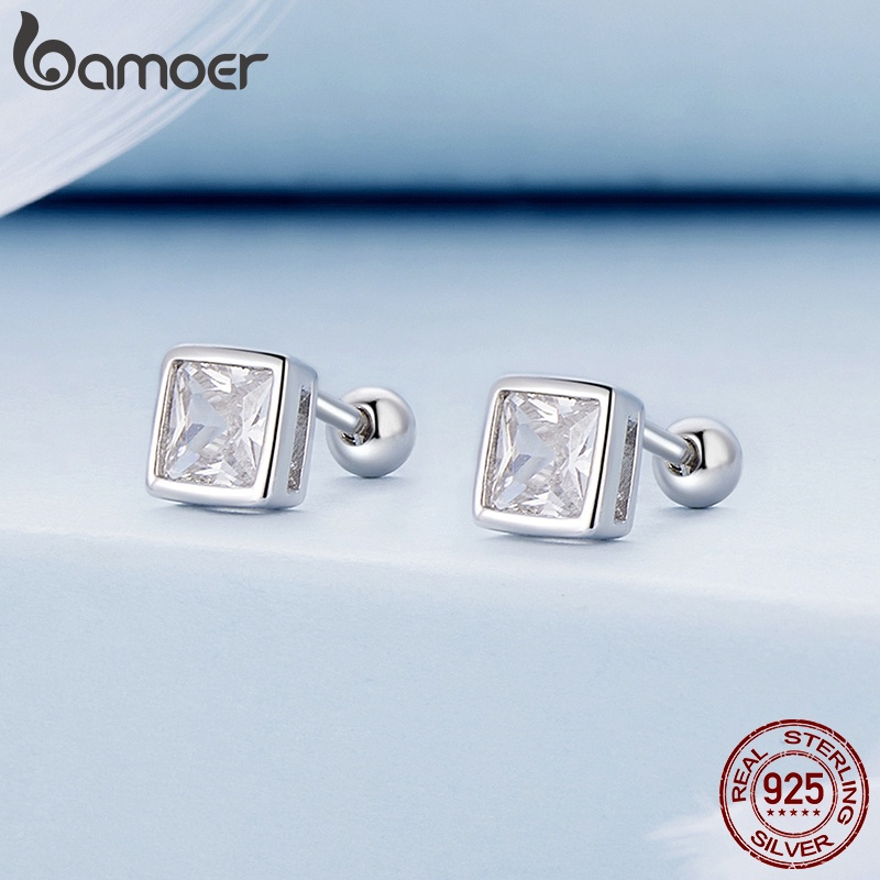 Bamoer Bông Tai bạc 925 Đính Đá Thời Trang Nữ Tính
