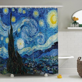 Van Gogh Tranh Sơn Dầu Polyester Chống Thấm Nước Màn Tắm Phòng Tắm Trang Trí Màn Tắm Vải Trang Trí Phòng Tắm Bộ Có Móc