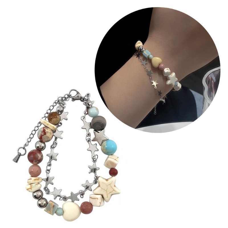 Coo vintage crystal star cườm vòng tay cho phụ nữ ngọt ngào thẩm mỹ vòng tay quyến rũ vòng tay trang sức thời trang harajuku