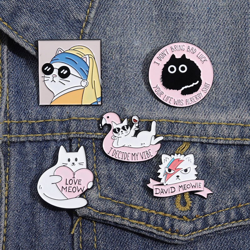 Pink Heart Cat Men Trâm Túi Phụ Kiện Huy Hiệu Quà Tặng | Shopee Việt Nam