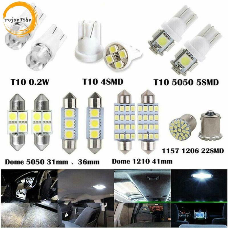 14X Đèn LED Trắng Nội Thất Ô Tô Bên Trong Ánh Sáng Mái Vòm Thân Cây Bản Đồ Biển Số Bóng Đèn