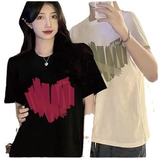 Áo thun cotton ngắn tay nam nữ cùng phong cách mùa hè in xu hướng tình yêu