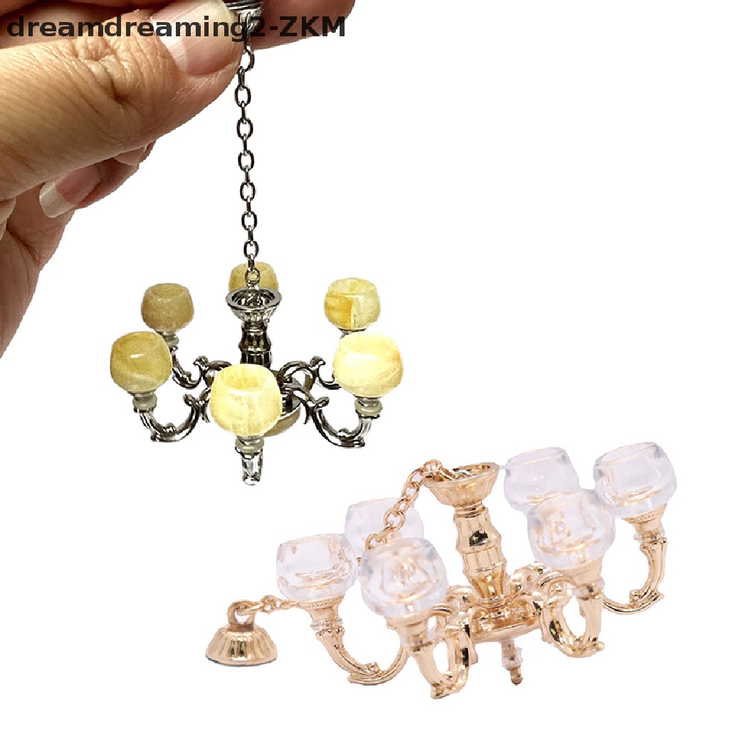 [dreamdreaming] 1: 12 Nhà búp bê Đèn chùm thu nhỏ Đèn trần làm việc Đèn nội thất Mô hình Trang trí Phụ kiện nhà búp bê [zkm]