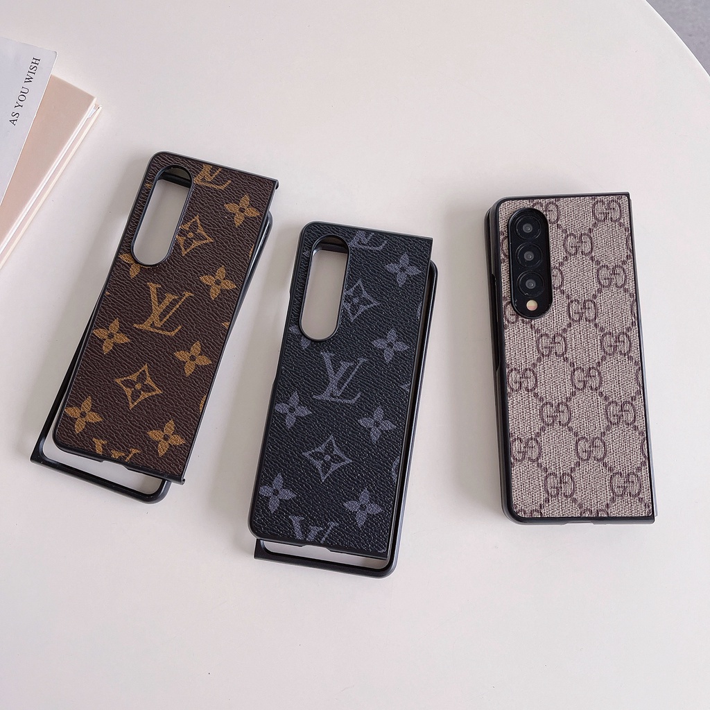 Thiết kế sang trọng Vỏ điện thoại gấp da PU cổ điển cổ điển cho Samsung Galaxy Z Fold 1 2 3 Z Fold 4 5G Vỏ cho Z Fold3 Vỏ bảo vệ thiết kế phong cách xu hướng