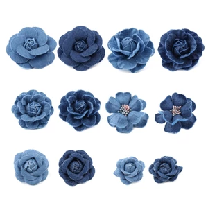 SA Bộ 5 Miếng Dán Hoa Denim Hàn Quốc Cho Mũ Váy Và Trang Trí Nhà