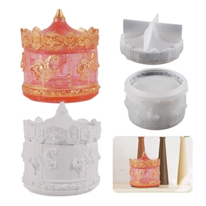 OXXGGKAO Khuôn Silicon Cho DIY Carousel Trang Sức Món Ăn Hộp Bảo Quản Trang Sức Khuôn Silicon
