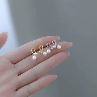 MEOWU Bông Tai Đính Pearl Gold Silver Phong Cách Hàn Quốc Độc Đáo Thời Trang Cho Nữ