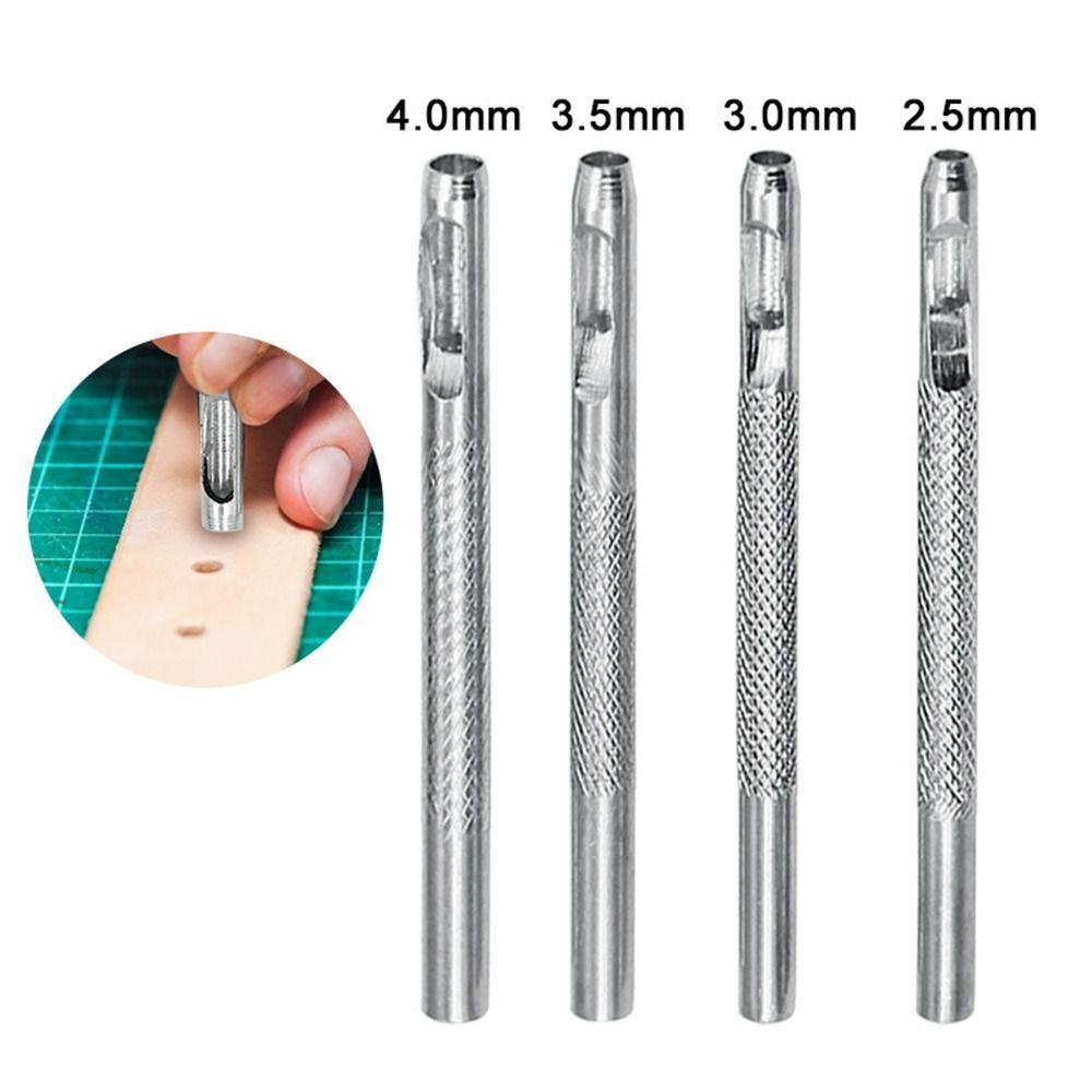 Máy đục lỗ mắt ngô CAST, Máy đục lỗ bằng da rỗng bằng thép Carbon, Túi Bit lỗ 2,5 / 3 / 3,5 / 4mm màu bạc chất lượng cao