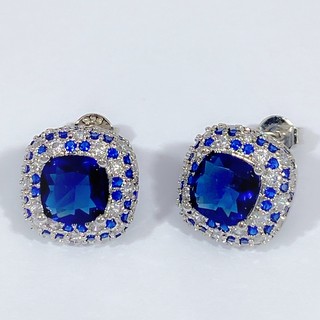 ♥ Thời Trang Sang Trọng Xanh Tanzanite Bộ Trang Sức Nhẫn Vàng Trắng Bông Tai Bé Gái Tính Khí Mặt Dây Chuyền Sapphire Vòng Cổ Bạc Quà Tặng Tinh Tế