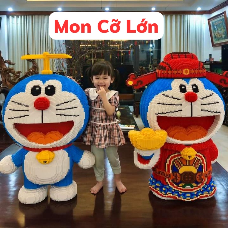 lego doraemon thần tài 40 - 68 - 91cm, mô hình lắp ráp mèo ...