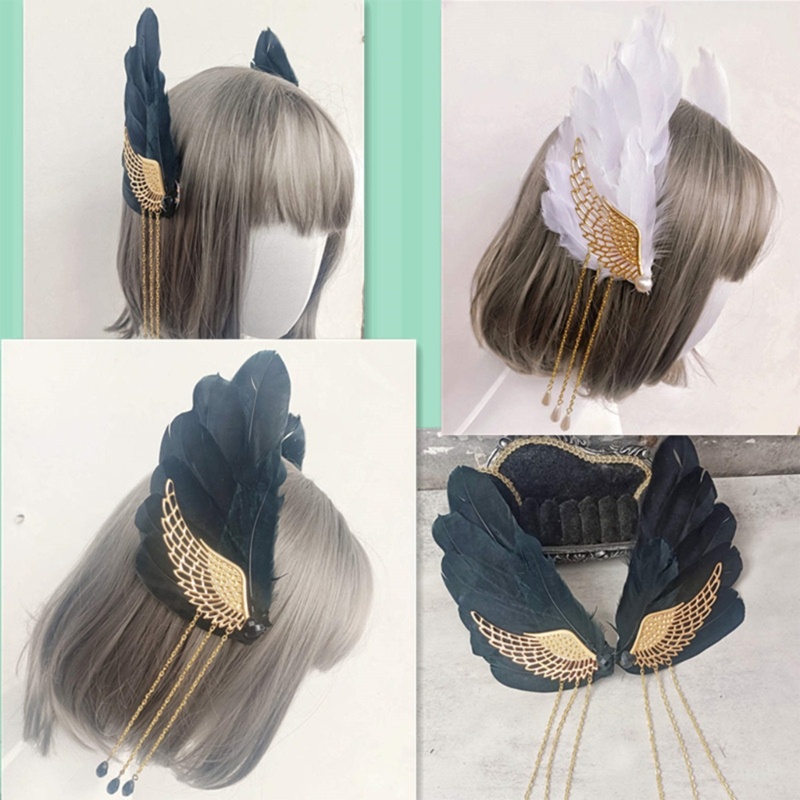Yioi Anime Người Giúp Việc Tóc Thiên Thần Lông Cánh Cosplay Kẹp Tóc Cô Gái Phụ Kiện Tóc