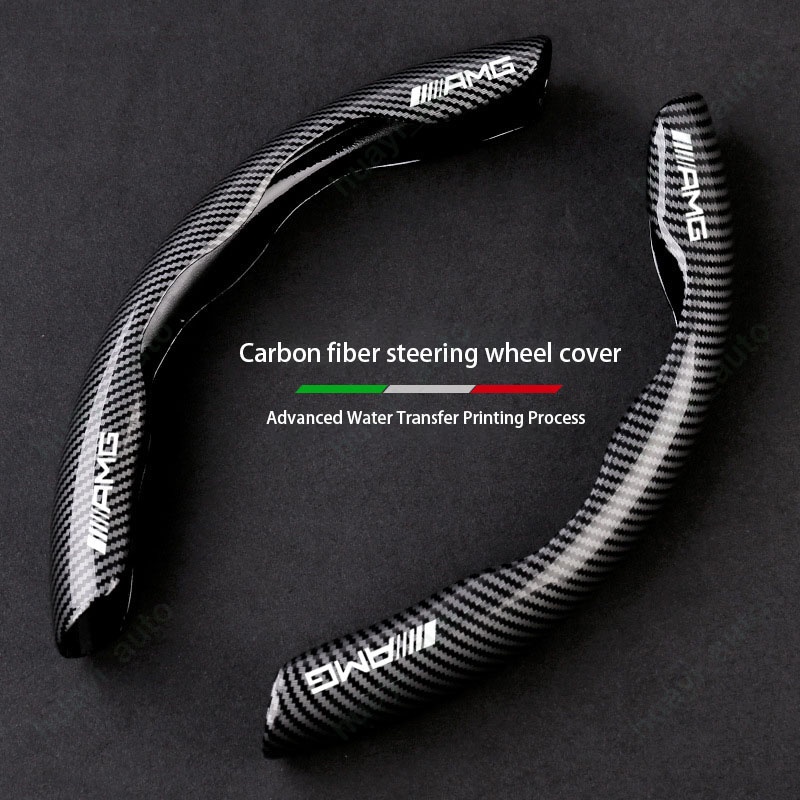 [Limited Time Offer] Vỏ bọc vô lăng xe hơi Mercedes Benz AMG kết cấu sợi carbon chuyển nước, dùng cho GLE, E-Class, C-Class, GLC, A-Class, CLA