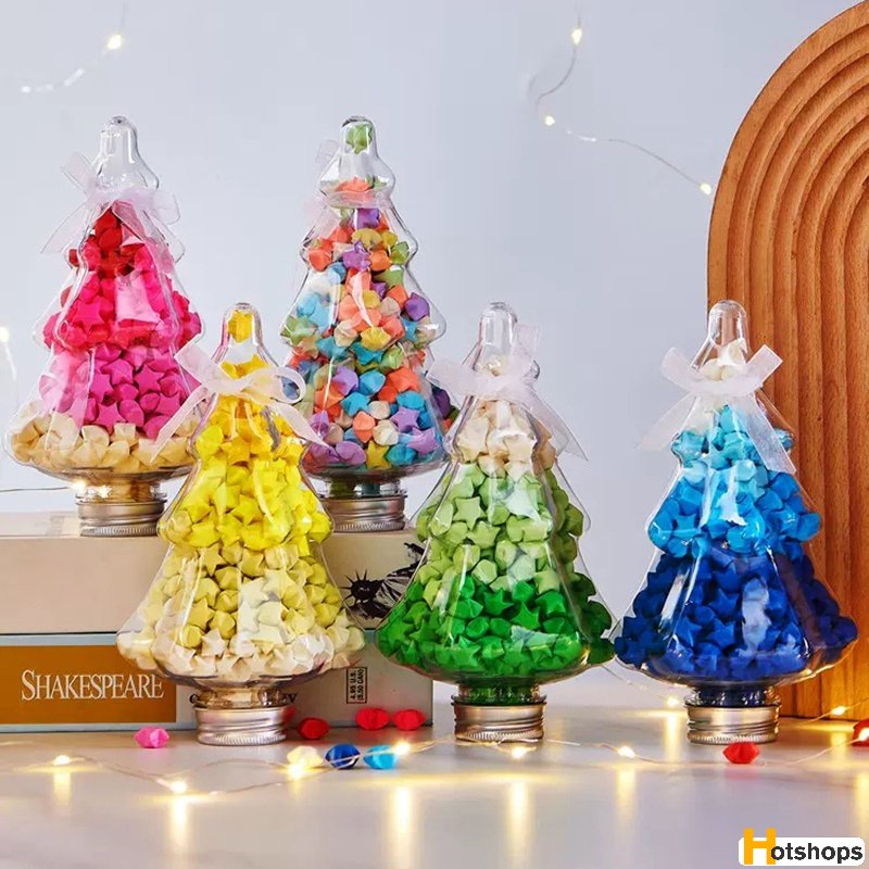 Bình cây hình Giáng sinh DIY Origami Star Wishing Chai Quà tặng ngày lễ tình nhân