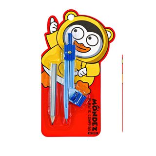 Compa Nhựa MONDEZ - Loại Dùng Chì Gỗ, Thiết Kế Tiện Lợi, Gọn Nhẹ, An Toàn Cho Bé Vẽ Hình M17001