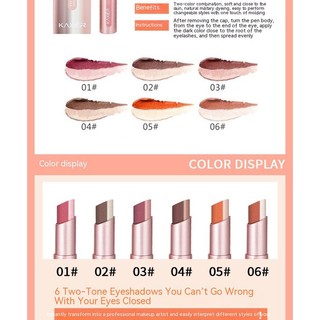 Phấn Mắt Dạng Thỏi Kashil 2 Màu Gradient Chống Nước Chống Mồ Hôi Không Phai Màu Lâu Trôi