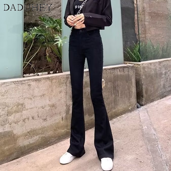 Ảnh Quần jean dài DADUHEY ống rộng loe nhẹ co giãn cạp cao thời trang phong cách Hàn Quốc cho nữ 2