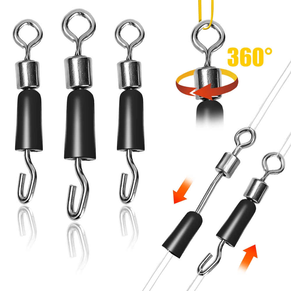 Bộ 10 Móc Khóa Câu Cá Số 8 Bằng Silicone Và Thép Không Gỉ Xoay 360° Dụng Cụ Xoay Câu Cá Nhanh Chóng Tiện Dụng