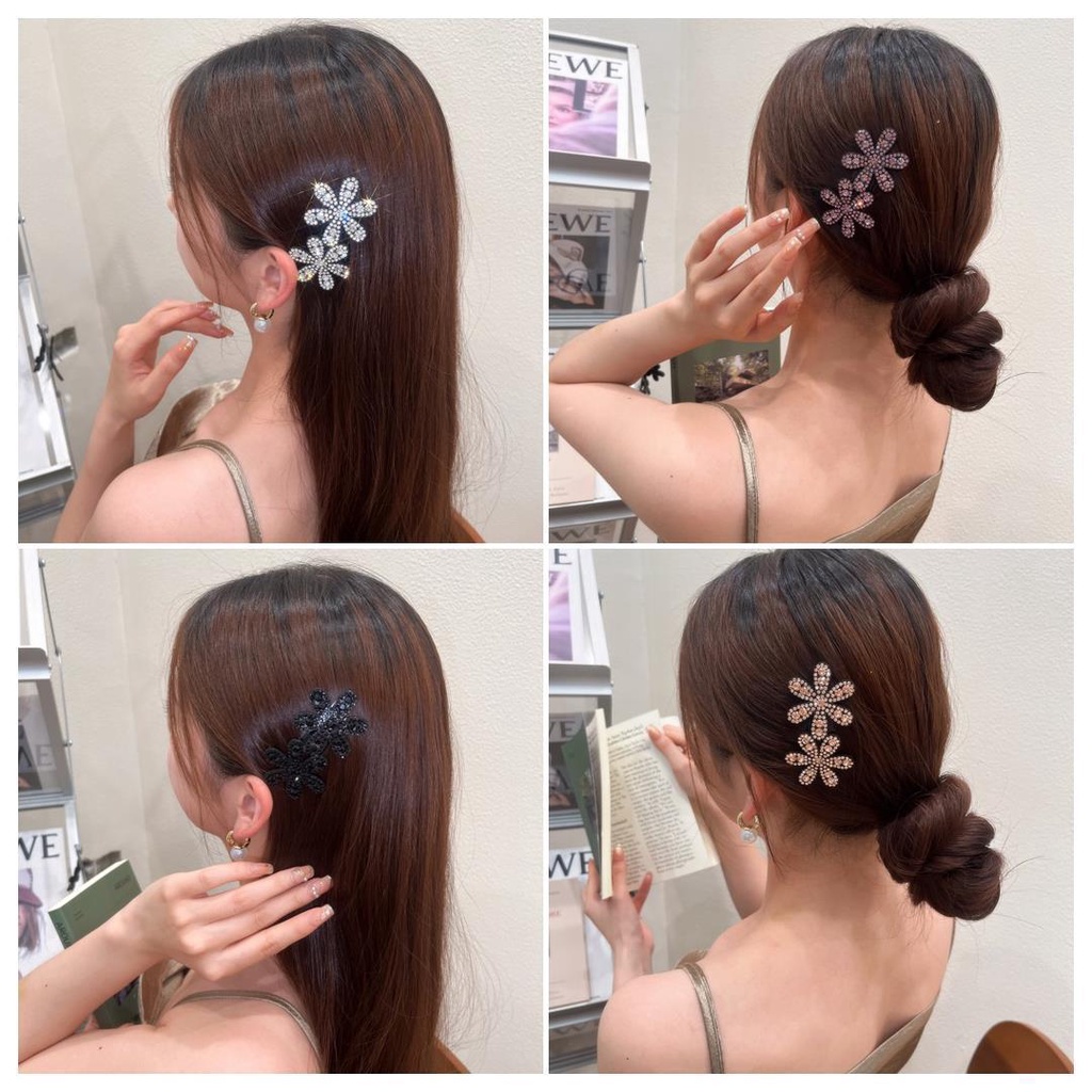 Kẹp Tóc Đính Đá Hình Hoa & Bướm Thời Trang Hàn Quốc Cho Nữ