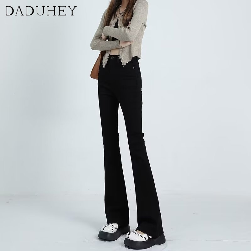 Ảnh DaDuHey New American Style Ins High Street Elastic Casual Jeans Niche Micro Flared Pants Large Size Trousers 2