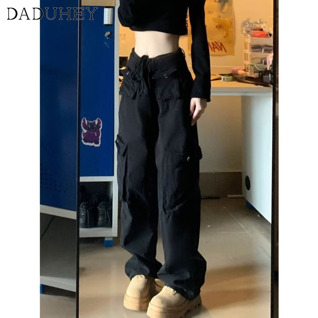 Ảnh DaDuHey New American Ins High Street Retro Casual Pants Niche High Waist Wide Leg Pants Large Size Trousers 2