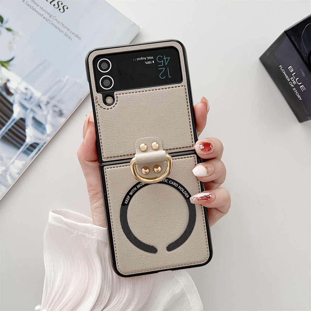 Thời Trang Vòng Da Móc Khóa Vỏ Điện Thoại Bảo Vệ Dành Cho Samsung Galaxy Z Flip 4 3 5G Chống Sốc Ốp Lưng Điện Thoại Cho Galaxy Z Flip 4 3 2 1 Phong Cách Tối Giản Với Điện Thoại Hút Từ Tính ca