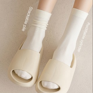 Vipdeal1 Đôi Vớ cotton Lụa Lạnh Màu Trơn Thời Trang Xuân Hè Phong Cách Nhật Bản Dành Cho Nữ