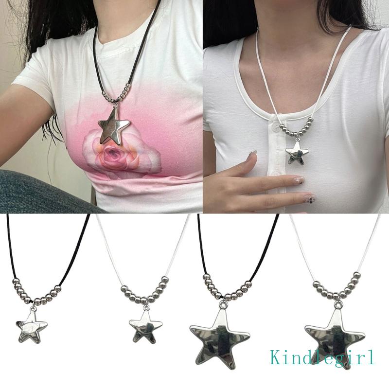Vòng Cổ Choker Bằng Thép Titan Mặt Ngôi Sao Thời Trang Cho Nam Nữ Y2K