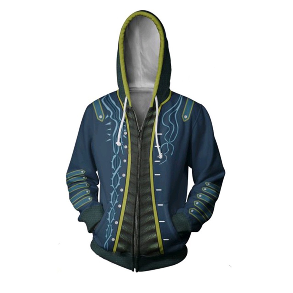 Áo khoác dài tay cosplay Vergil Devil May Cry 5 với thiết kế 3D, phù hợp unisex