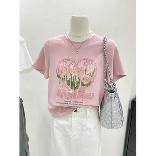 HIIXIIVI Áo Thun Cotton Tay Ngắn Dáng Rộng Phong Cách Hàn Quốc Mùa Hè Cho Nữ
